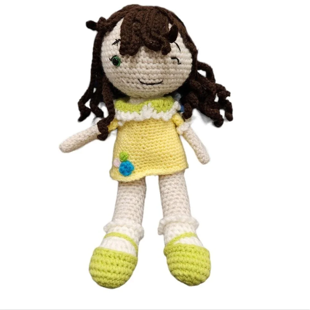 Handcrafted Handmade Amigurumi Crochet Sweet smiley Girl Doll Toy Decor Custom